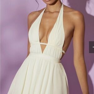 Oh Polly Halter Neck Backless Mini Dress (white /off white) S/6